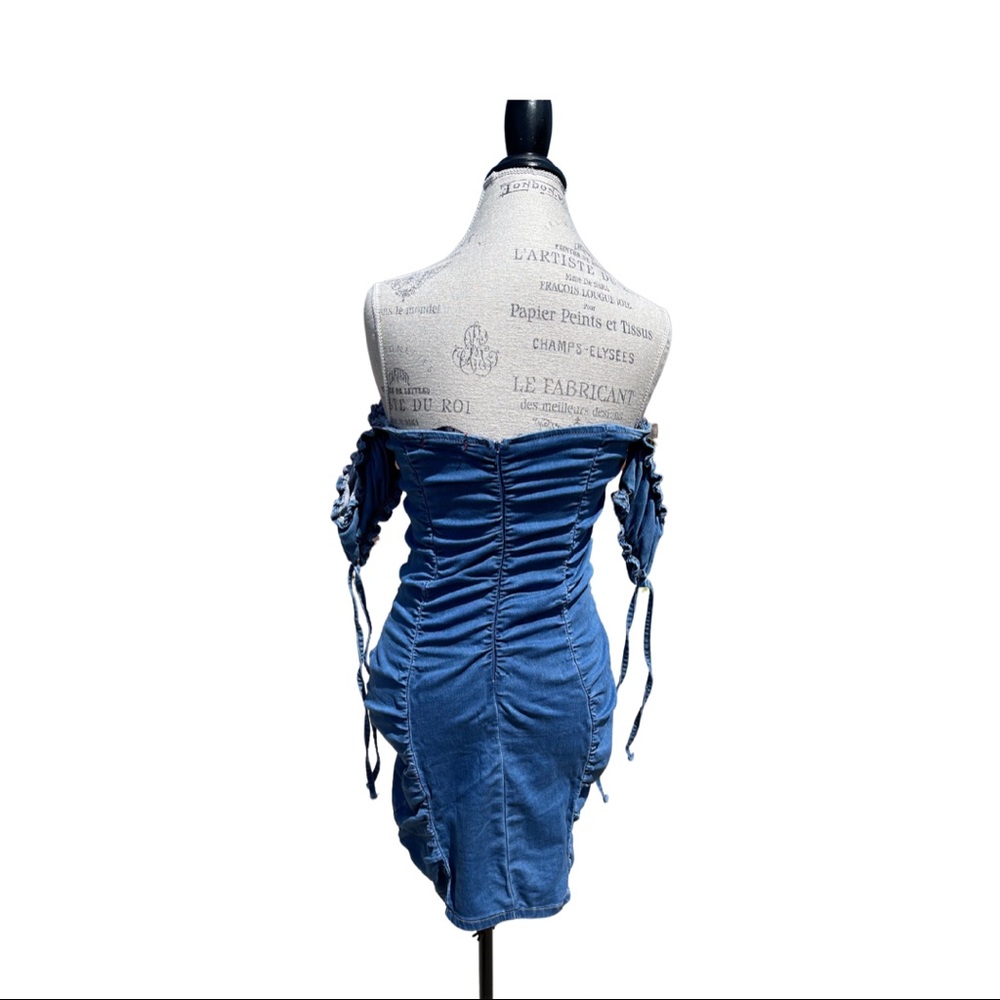 Denim Rouged Dress - Picture 2 of 2